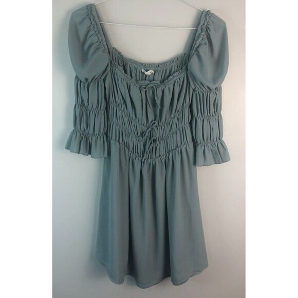 Lani The Label Women’s Size S Tunic Pale Green Puff Sleeve Peasant Boho - Picture 1 of 9